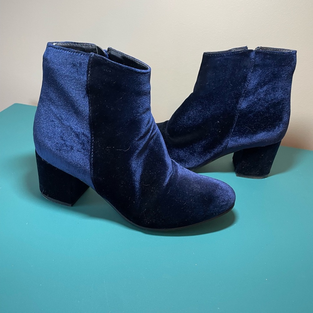 Blue Velvet Boots